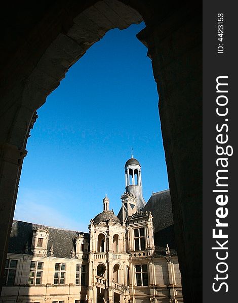 Morning at champord castle roof topï¼Œbigest castle in france.near from Loire Riverã€‚. Morning at champord castle roof topï¼Œbigest castle in france.near from Loire Riverã€‚