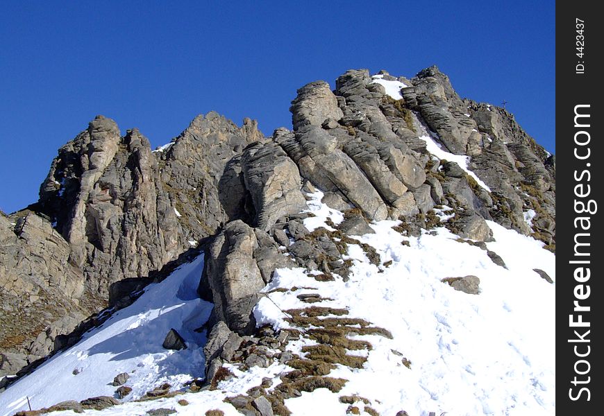 Photo of a mountain in Austrian Alps (winter). Photo of a mountain in Austrian Alps (winter)