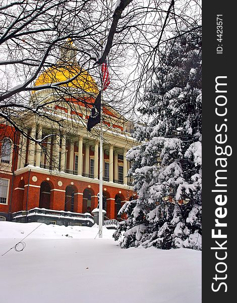 Stock image of a snowing winter at Boston, Massachusetts, USA. Stock image of a snowing winter at Boston, Massachusetts, USA