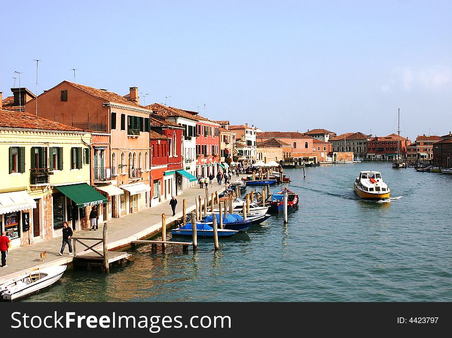 A colourful canal in Murano, Italy. A colourful canal in Murano, Italy