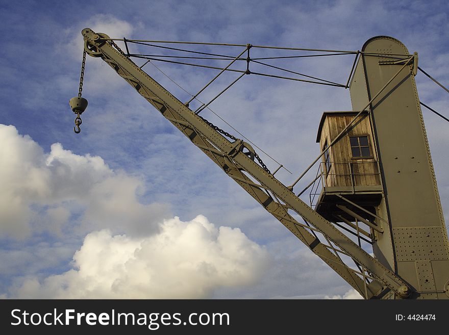 Old crane in the Genoa harbor