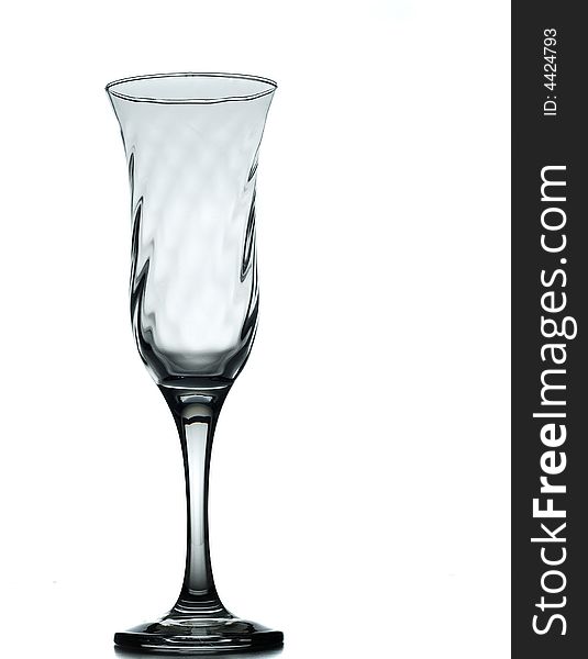 A Simple wine glass Isolated on White with copt space on right side