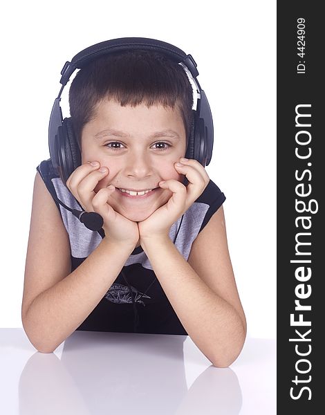 Young boy and headset