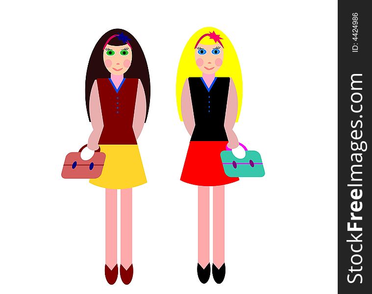 Two Girls With Bags