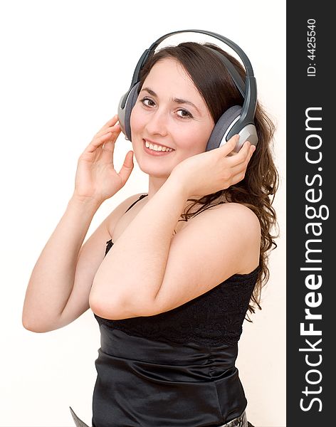 Young Woman Listening Music