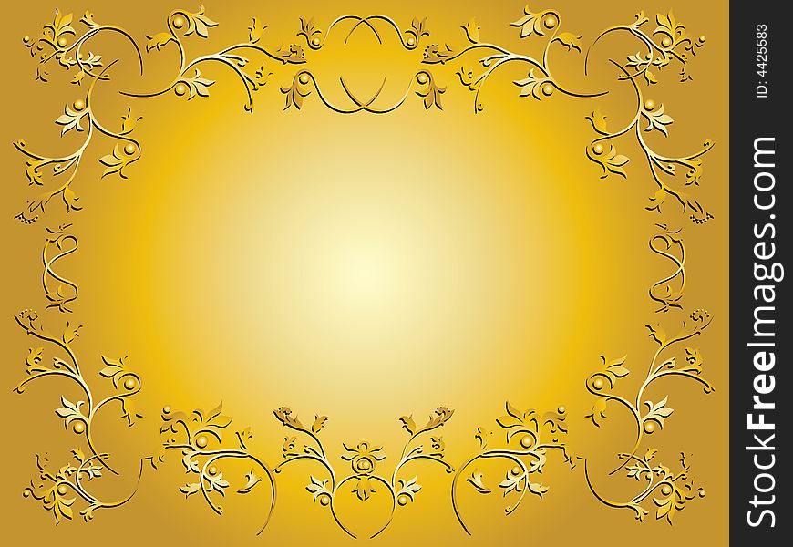 Vector image of gold floral frame.