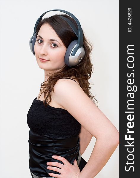 Young Woman Listening Music