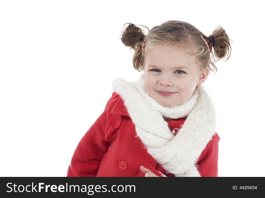 Cute little girl dressed in red coat. Cute little girl dressed in red coat