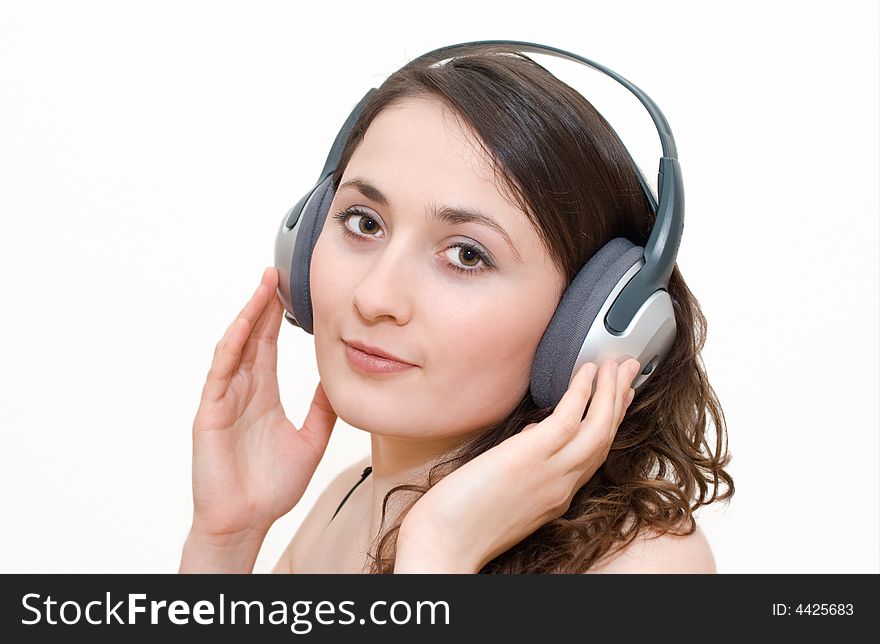 Beautiful young woman enjoy in music. Beautiful young woman enjoy in music