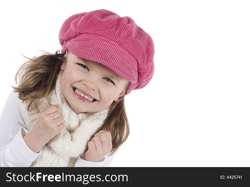 Cute little girl with pink hat. Cute little girl with pink hat