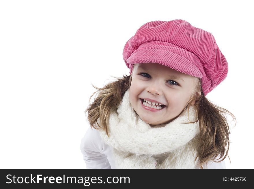 Cute little girl with pink hat. Cute little girl with pink hat