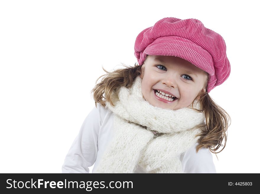 Cute little girl with pink hat. Cute little girl with pink hat