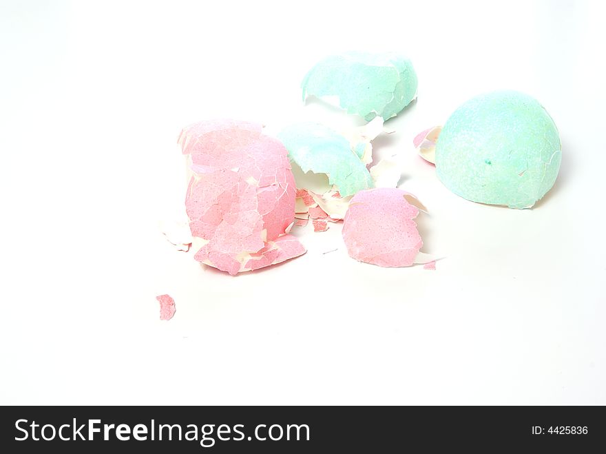 After Easter. Broken pieces of colorful pastel eggshells. After Easter. Broken pieces of colorful pastel eggshells