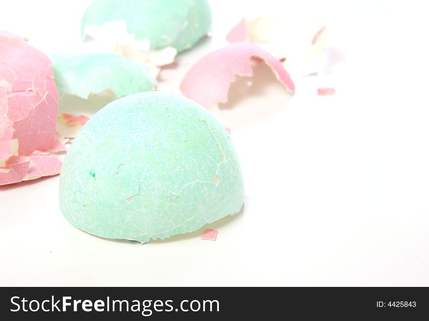 After Easter. Broken pieces of colorful pastel eggshells. After Easter. Broken pieces of colorful pastel eggshells
