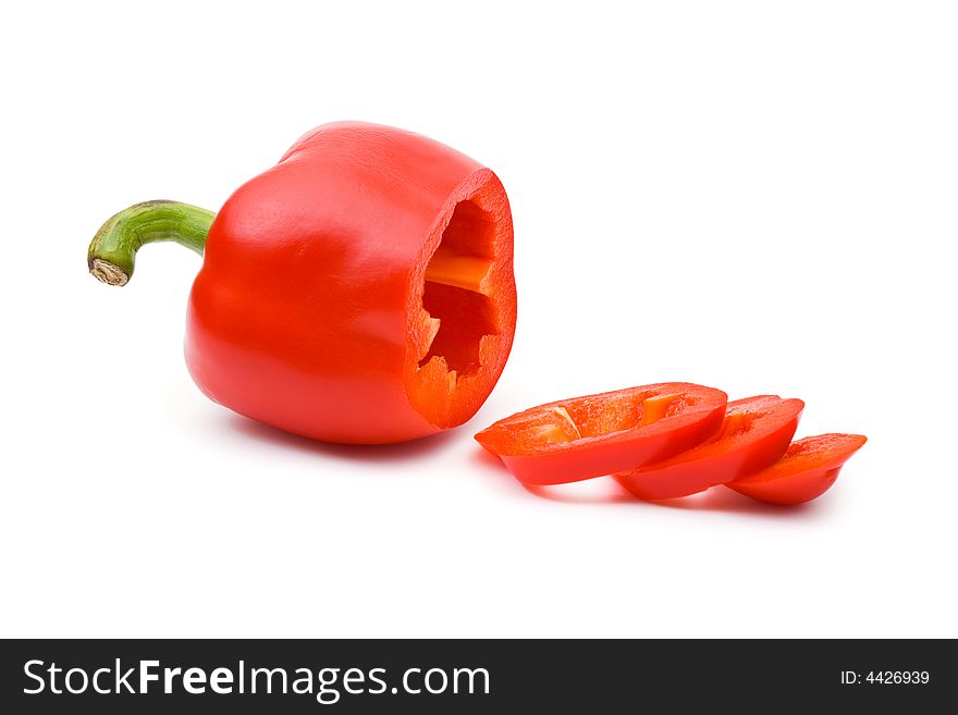 Slices of pepper, isolated on white background