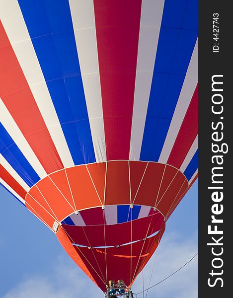 Hot air balloon in the colors of the union jack. Hot air balloon in the colors of the union jack