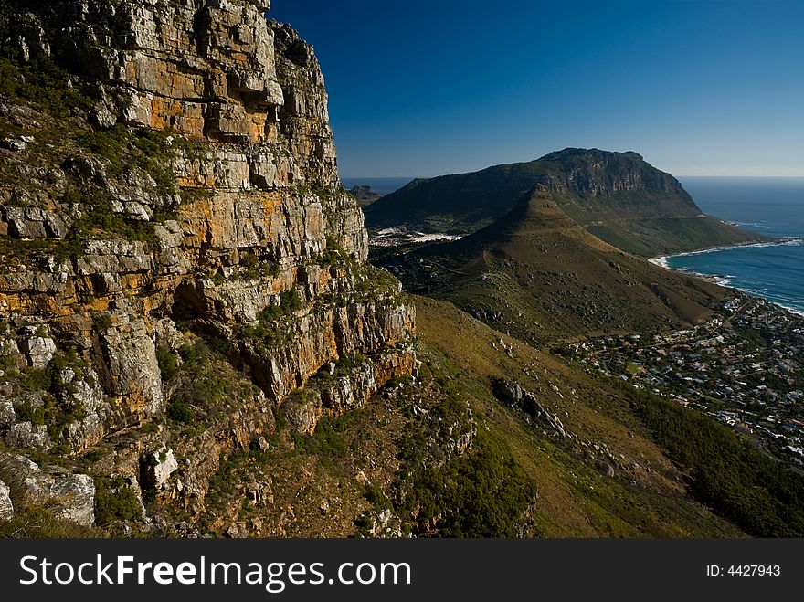 A view of Little Lion`s Head from the base of Llandudno Ravine, Cape Town, South Africa.
