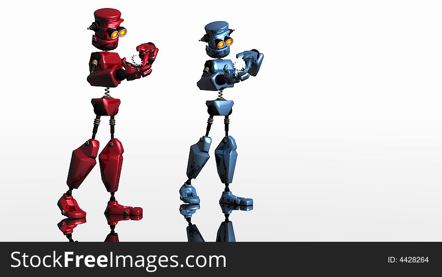 Blue and red robot with gears. Blue and red robot with gears