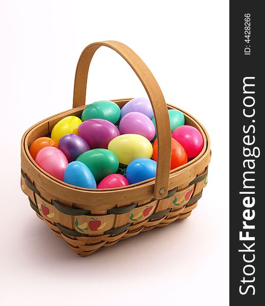 Wicker Easter Basket With Colorful Eggs 2