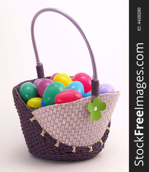 Wicker Easter Basket With Colorful Eggs 5