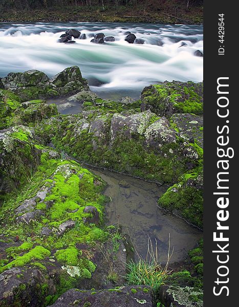 Water cascades through a valley creek. Water cascades through a valley creek