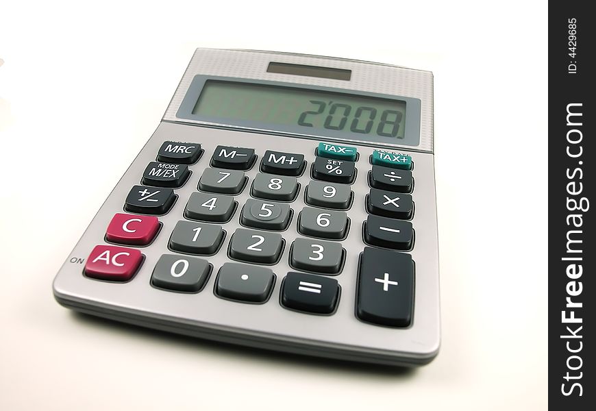 Details of a digital calculator.  White background