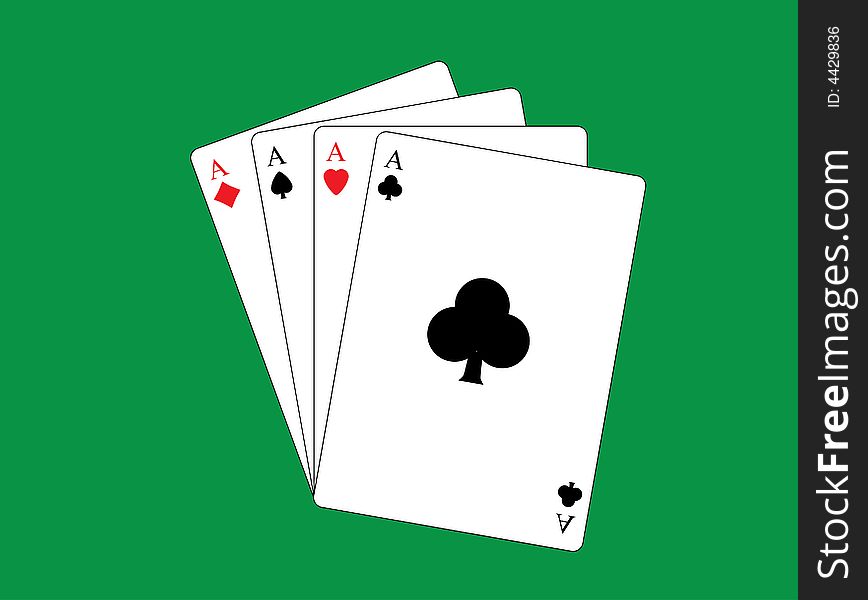 Vector illustration of playing card hand four aces. Vector illustration of playing card hand four aces
