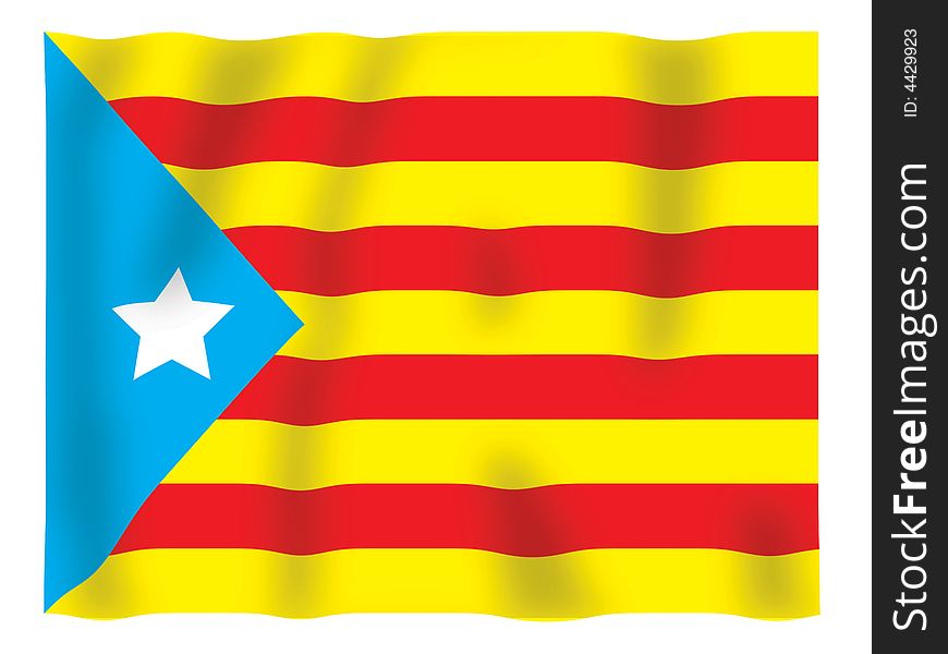 Fluttering image of the Catalan regional flag. Fluttering image of the Catalan regional flag