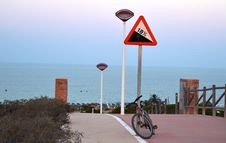 Bike Parked Above A Calm Sea Royalty Free Stock Image Bike Parked Above A Calm Sea Royalty Free Stock Image