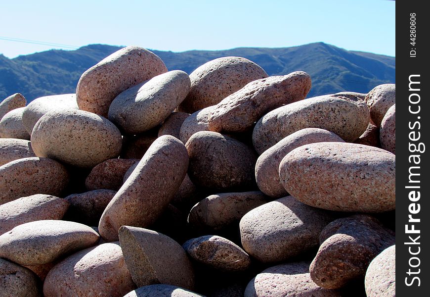 Stones with plants in a hill of La Falda, Argentina