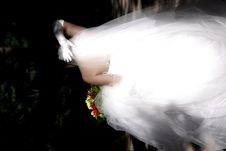 Bride S Back Walking Into The Shadows. Royalty Free Stock Photography