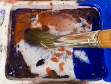 Paint Brush And Palette Stock Photos