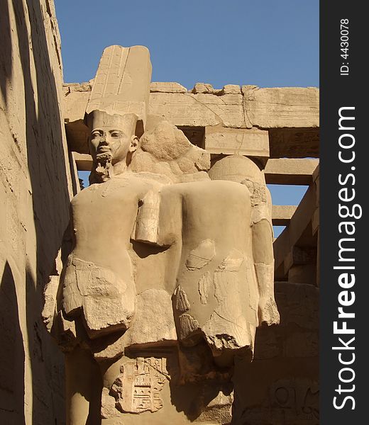 Ancient statue in Karnak temple from Luxor
