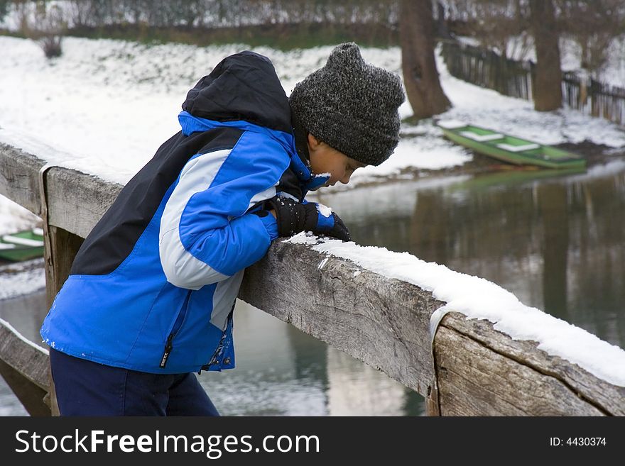 Boy on bridge