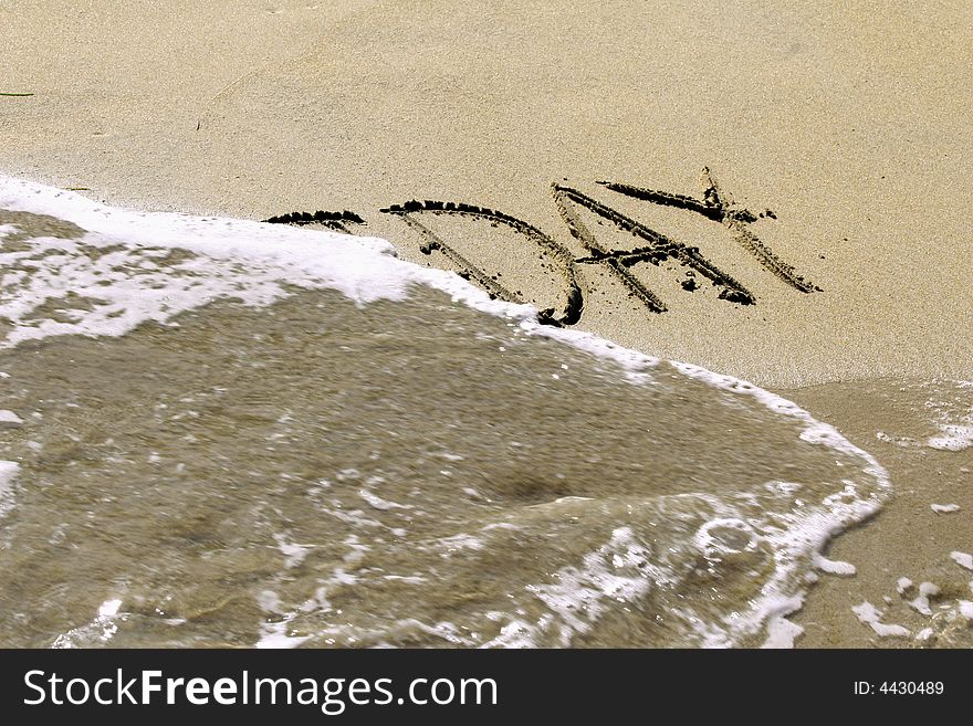 Sand writing on the beach - holiday. Sand writing on the beach - holiday