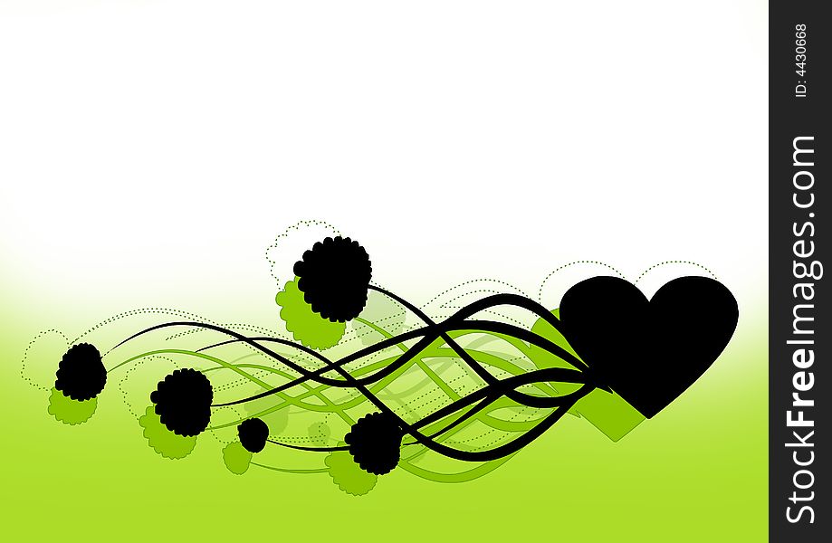 Decorated heart in green background for best use your greeting related works