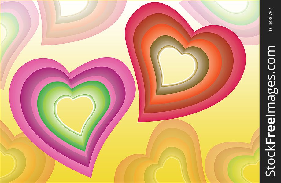 Colorful hearts background