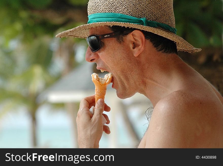 Man Eating Ice-cream