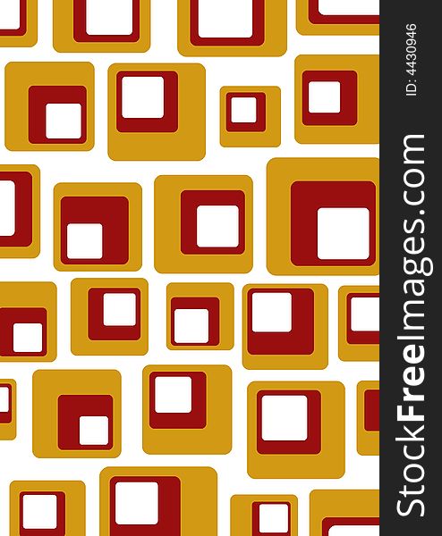 Abstract illustration of rounded red, orange and white squares over a white background. Abstract illustration of rounded red, orange and white squares over a white background