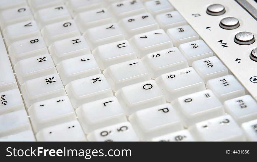 White computer keyboard. White computer keyboard