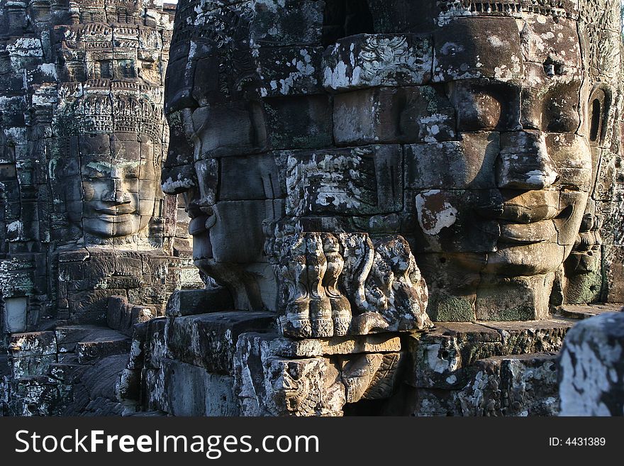 Khmer Smiles in Bayon, Angkor Wat, Cambodia