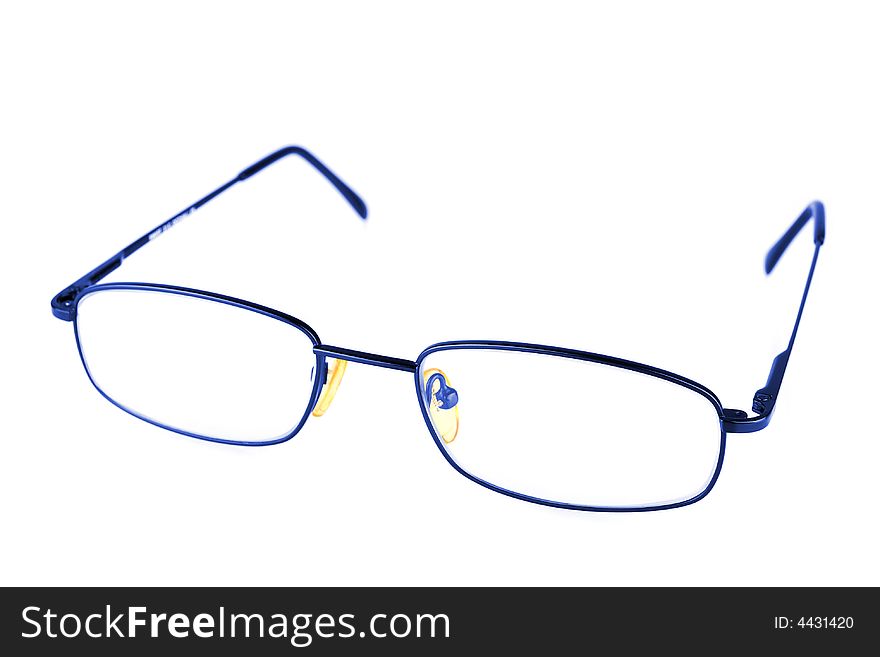 Blue glasses isolated on white