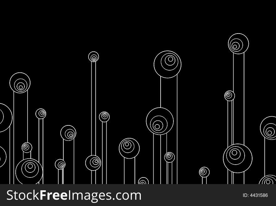 Abstract monochrome background of retro circles on top of columns. Abstract monochrome background of retro circles on top of columns