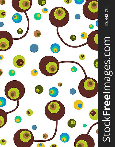 Abstract background containing retro circles and some linked over a white background. Abstract background containing retro circles and some linked over a white background