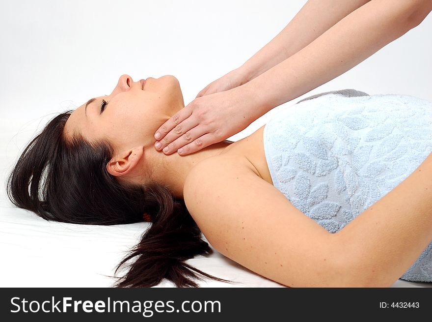 Woman relaxing on white background. Woman relaxing on white background