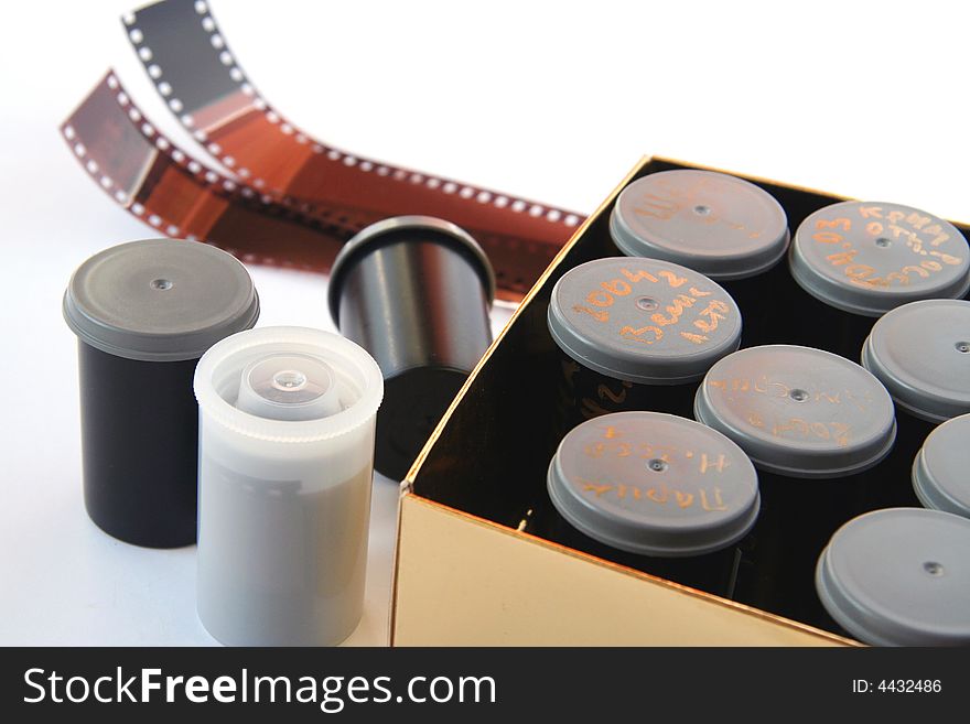 Film negatives on white background. Film negatives on white background.