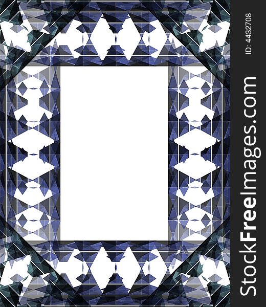 Blue frame made of rhombus isolated on white. Illustration made on computer. Blue frame made of rhombus isolated on white. Illustration made on computer.