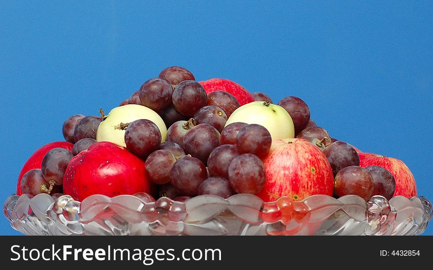 Fruits on an glass plate. Fruits on an glass plate