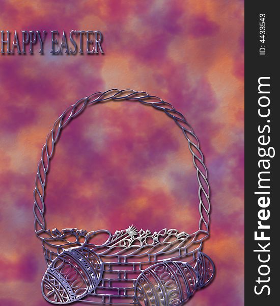 Colourful background with Easter basket with eggs. Colourful background with Easter basket with eggs