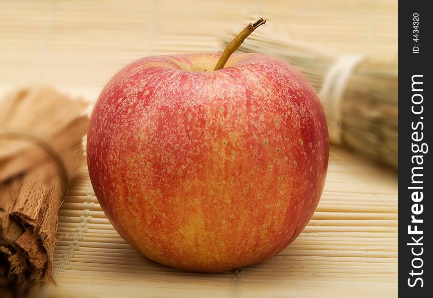 Red apple in a kitchen